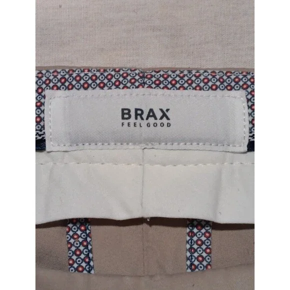 BRAX Feel Good Evans Pants Men Size 38x34 Straight Leg Chino Beige Stretch - Picture 3 of 5